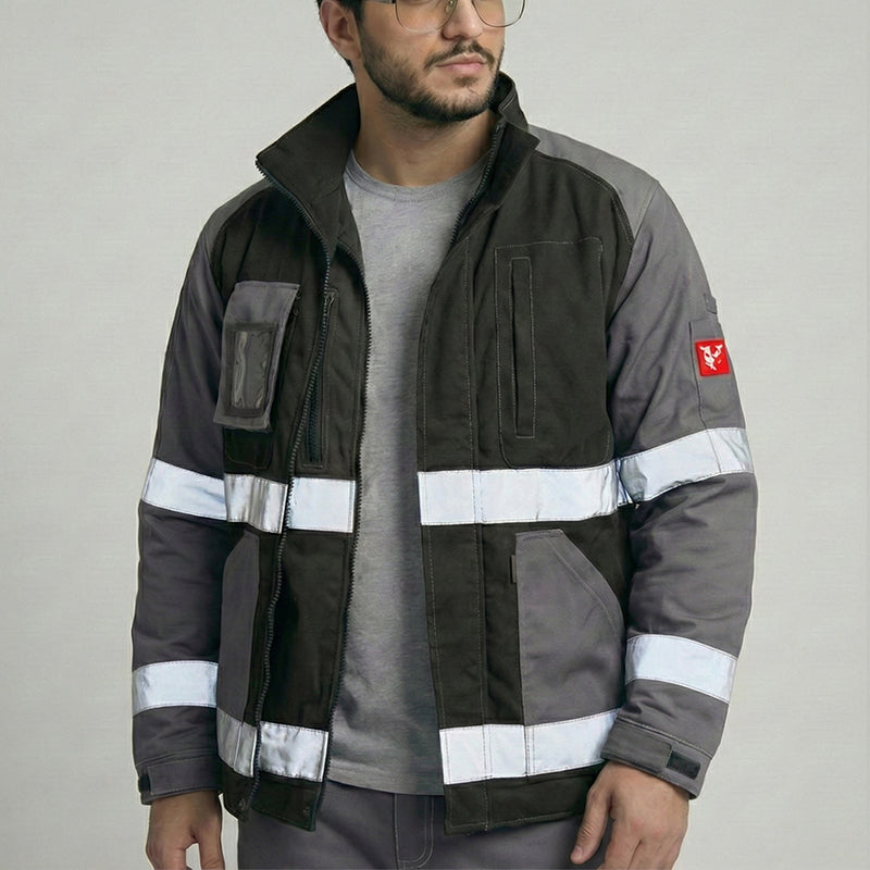 Work Jacket – Reflective Stripes, Badge Pocket & Utility Storage – Bauskydd [B232]-0