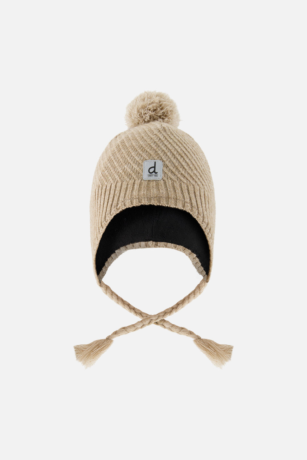 Winter Peruvian Knit Hat With Pompom Taupe