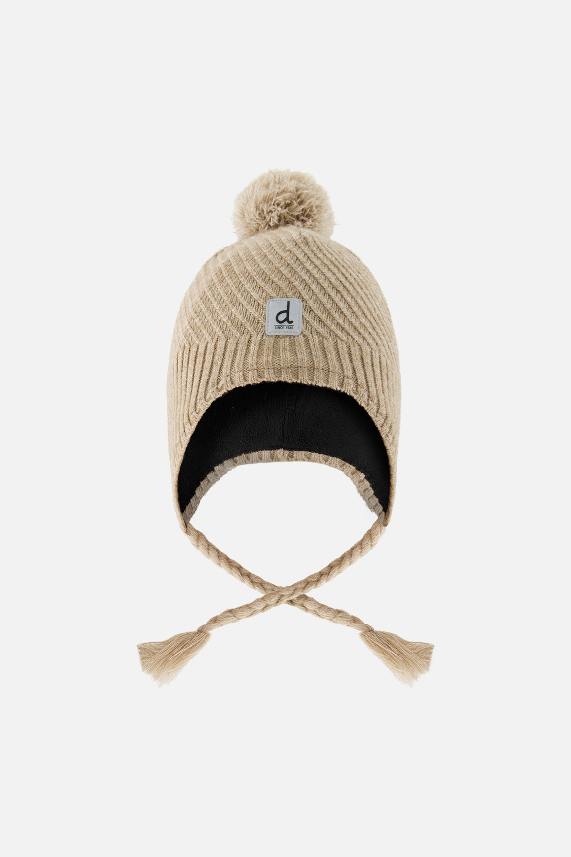 Winter Peruvian Knit Hat With Pompom Taupe