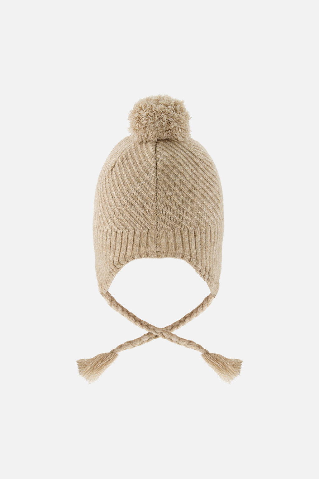 Winter Peruvian Knit Hat With Pompom Taupe