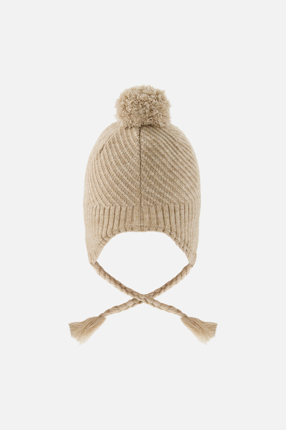 Winter Peruvian Knit Hat With Pompom Taupe