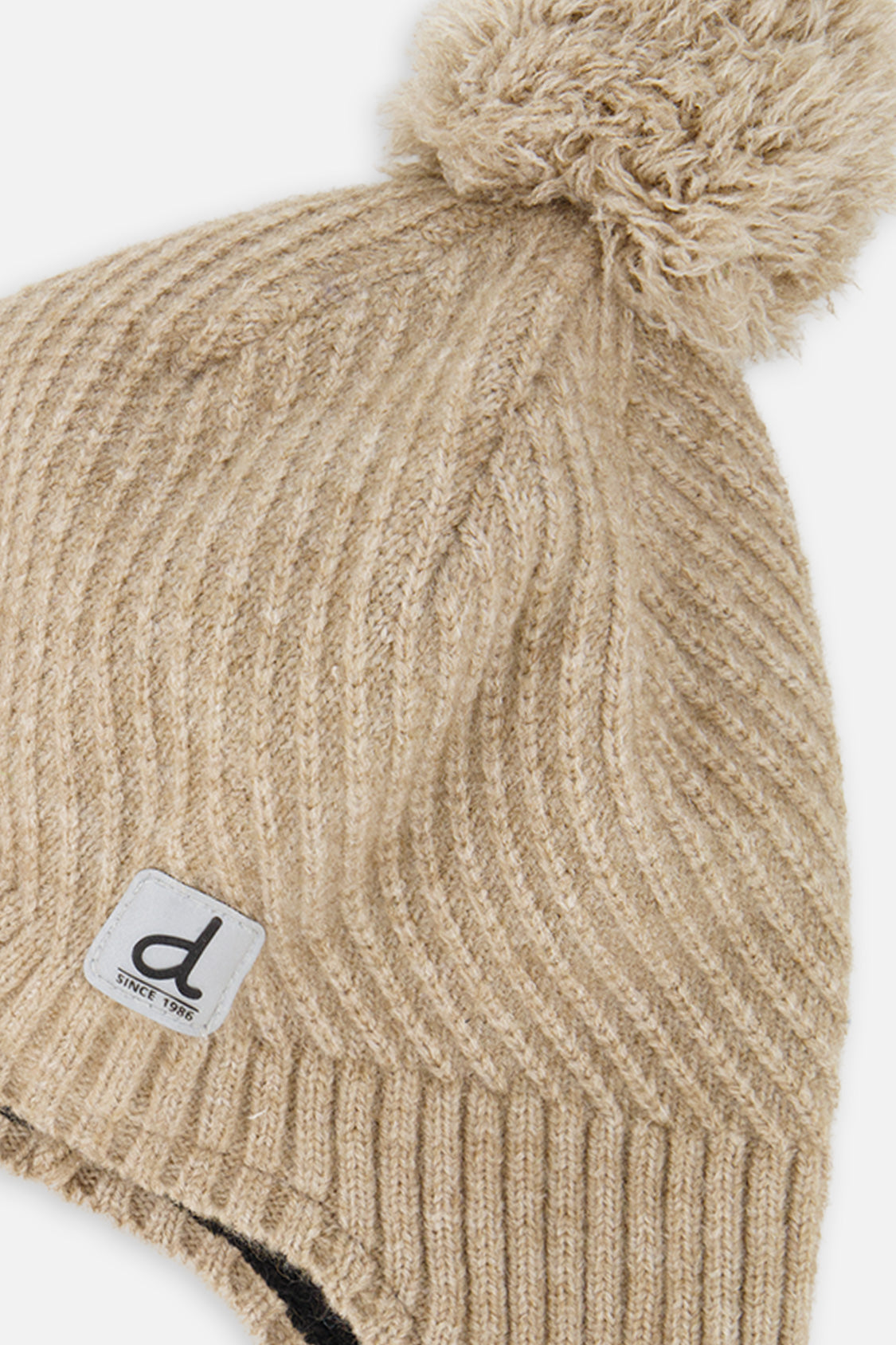 Winter Peruvian Knit Hat With Pompom Taupe